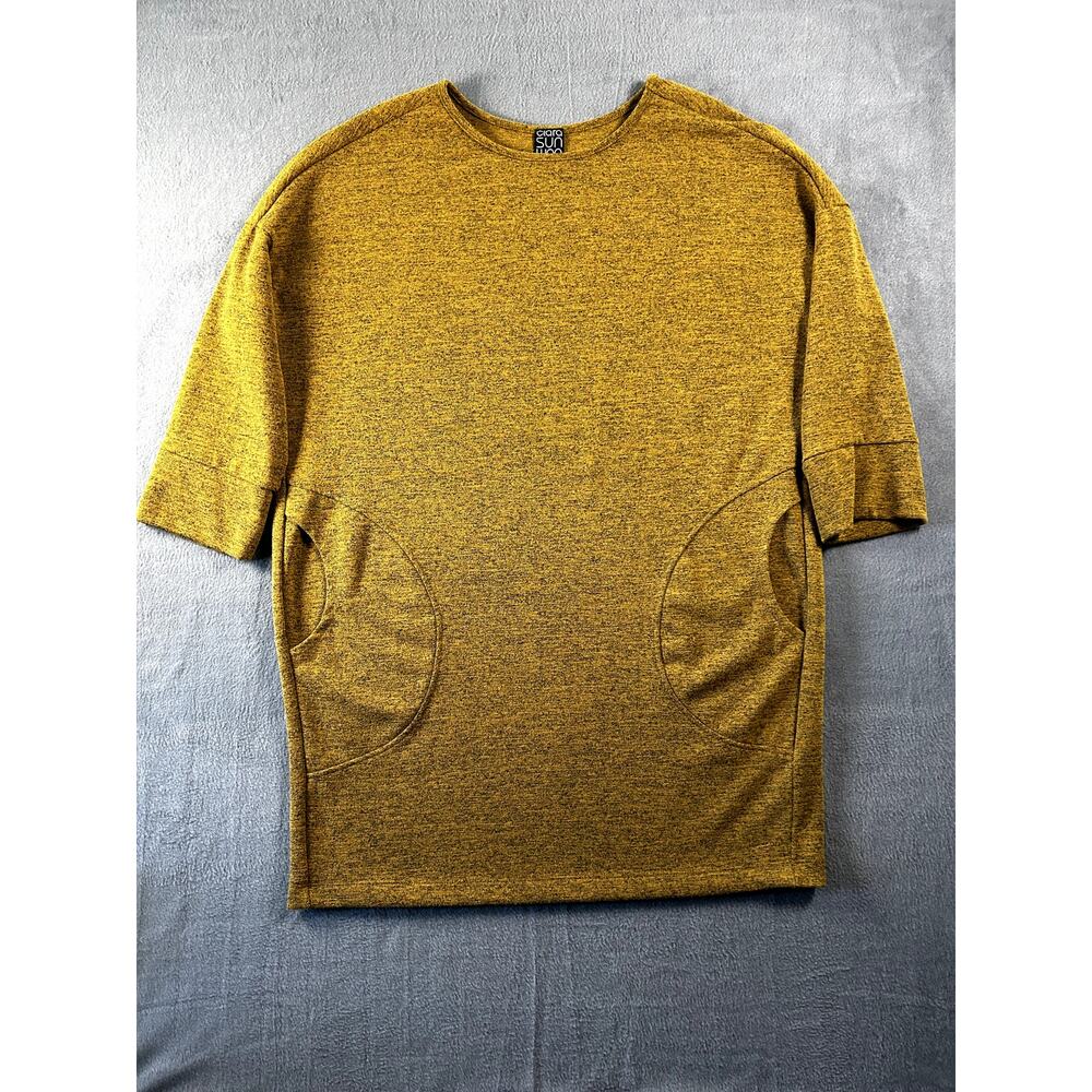 Clara Sun Woo Women's Blouse T-Shirt Yellow Short Sleeve Size‎ Small